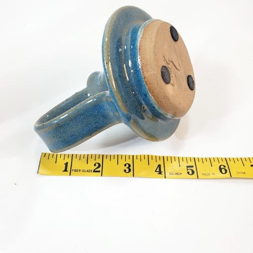 Vintage Blue Studio Art Pottery Stoneware Taper Candlestick Holder Artist Signed - Thumbnail 8