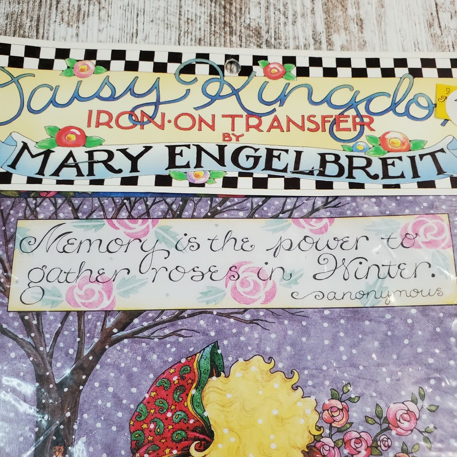 Vtg Mary Engelbreit Daisy Kingdom Iron On Transfer Roses in Winter 6544 Girl - Thumbnail 2