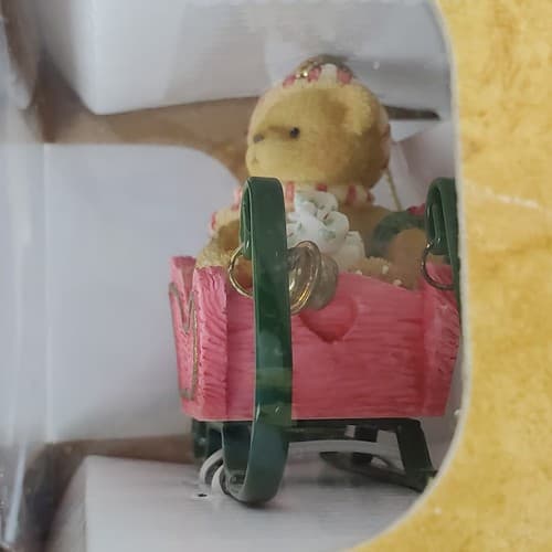 1995 Enesco Cherished Teddies Resin Bear in a Sleigh Sled Hanging Ornament - Thumbnail 3