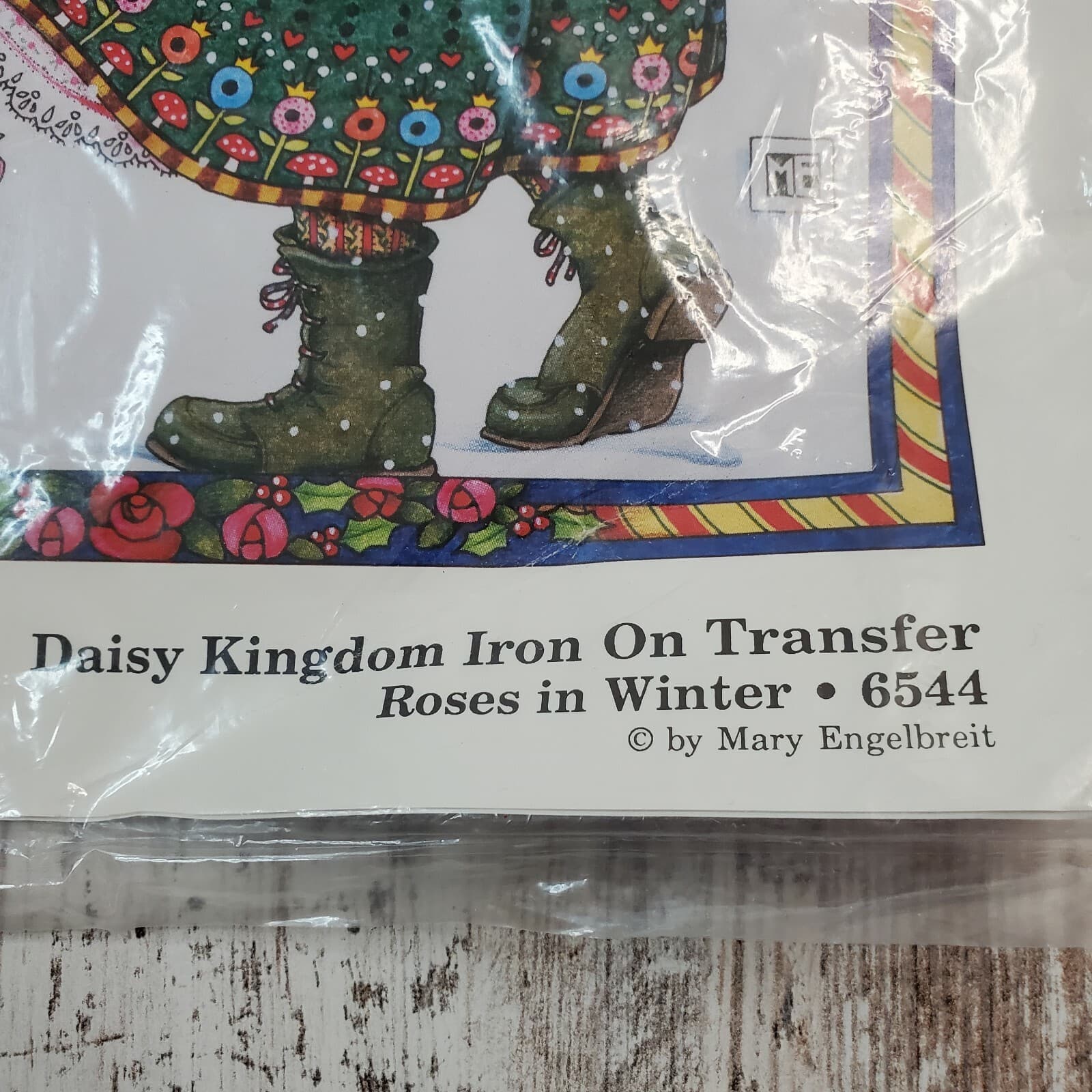 Vtg Mary Engelbreit Daisy Kingdom Iron On Transfer Roses in Winter 6544 Girl - Thumbnail 3