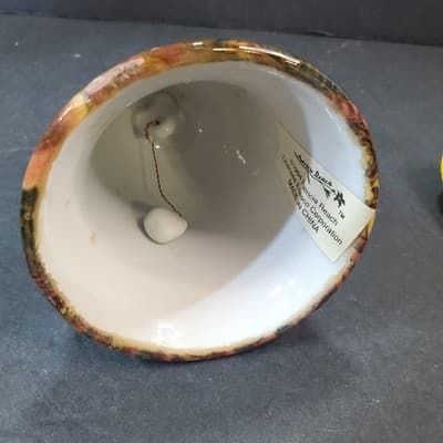 Vintage 1994 Patricia Reach Decoupage Ceramic Floral Bell Heart Shaped Handle - Thumbnail 5