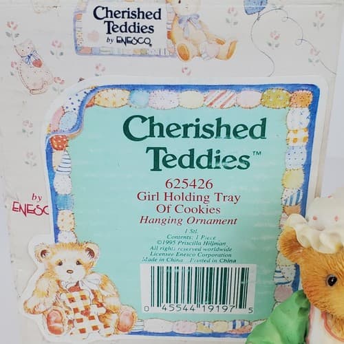 Vtg Enesco Cherished Teddies 1995 Girl Holding Tray Of Cookies Ornament W/Box - Thumbnail 3