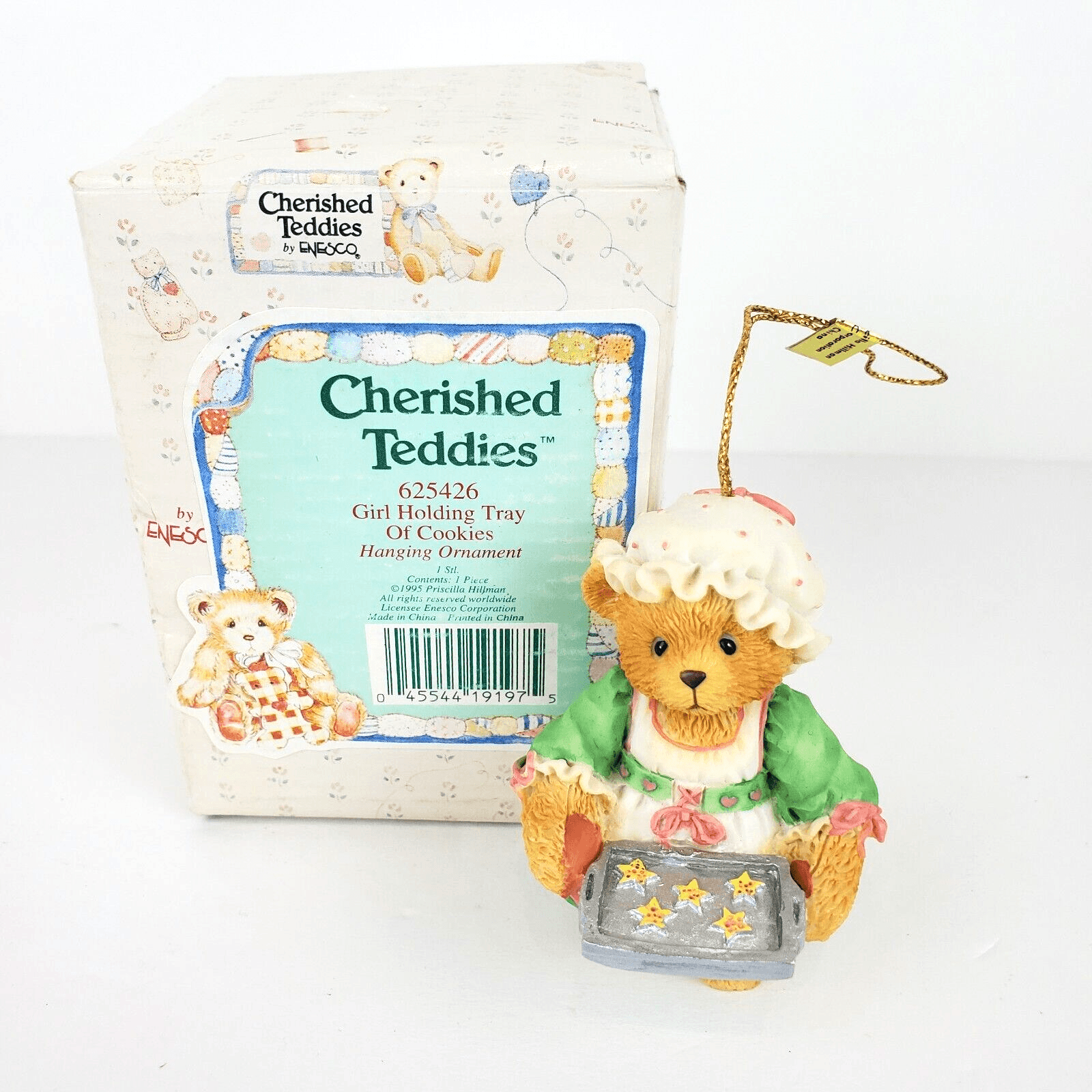 Vtg Enesco Cherished Teddies 1995 Girl Holding Tray Of Cookies Ornament W/Box
