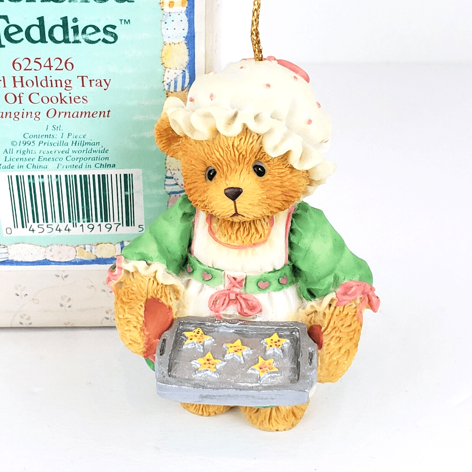 Vtg Enesco Cherished Teddies 1995 Girl Holding Tray Of Cookies Ornament W/Box - Thumbnail 2