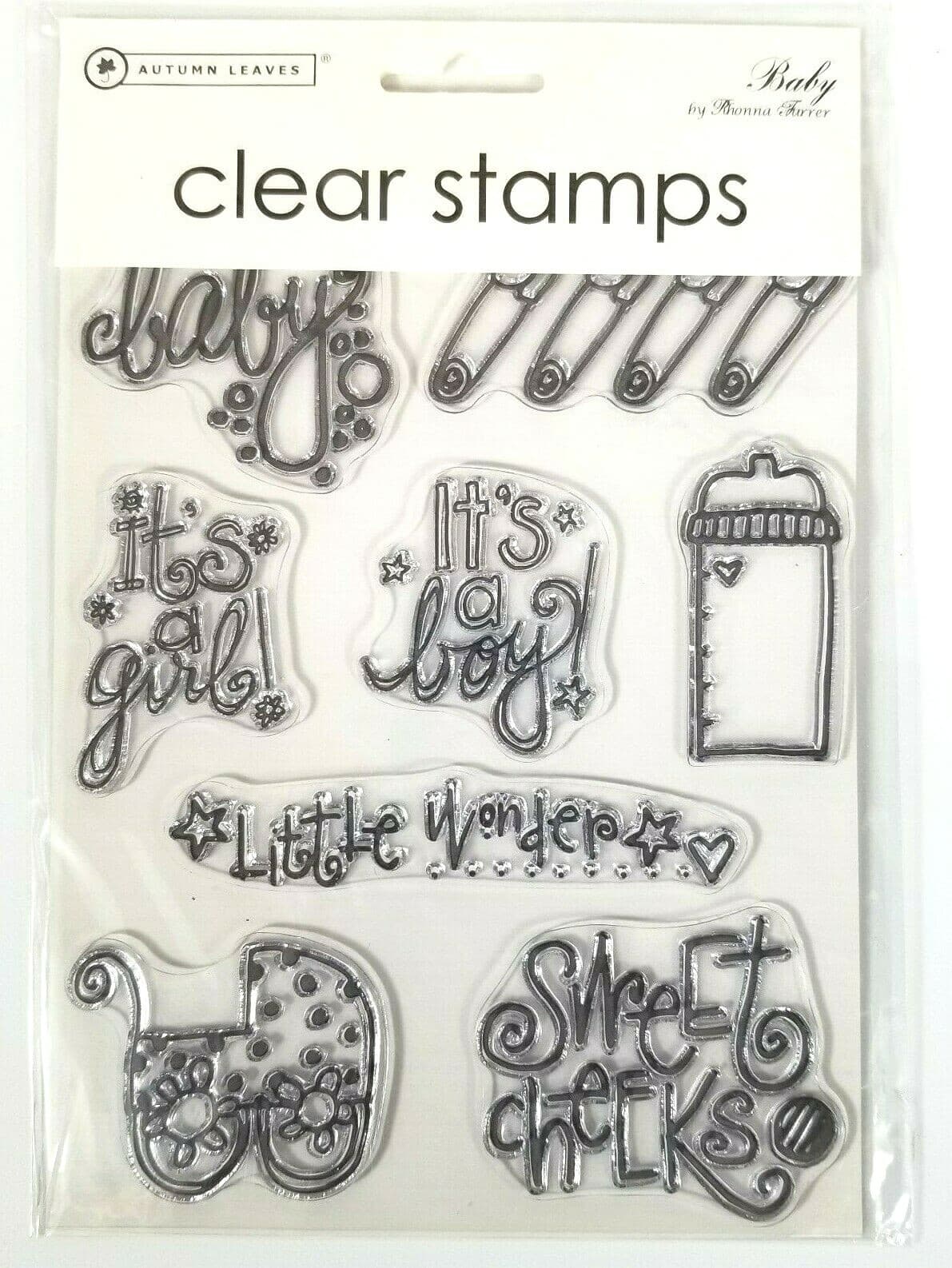 Autumn Leaves Baby Boy Girl Clear Unmounted Scrapbooking Card Making Stamp Set