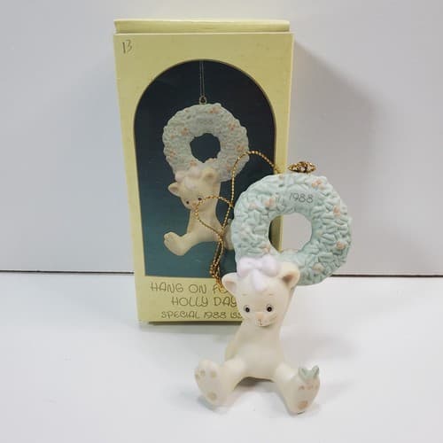 Precious Moments Hang On For The Holly Day Special 1988 Issue Christmas Ornament