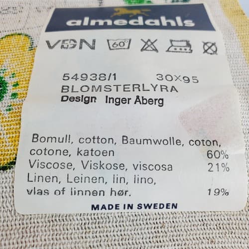 Vintage Swedish Calendar Almedahls 1979 Linen w/ Wood Wall Hanging Flowers - Thumbnail 6