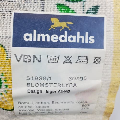 Vintage Swedish Calendar Almedahls 1979 Linen w/ Wood Wall Hanging Flowers - Thumbnail 5