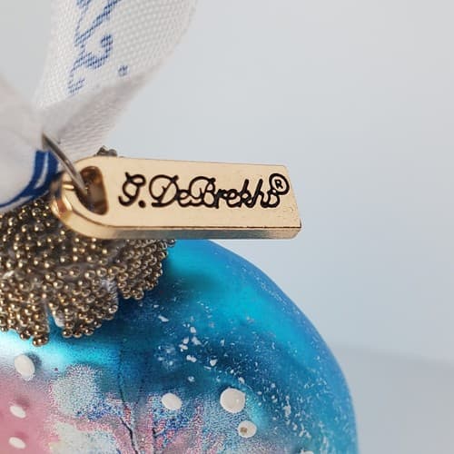 G.Debrekht Signed Holiday Splendor Santa On Skis Bell Christmas Ornament 73342 - Thumbnail 3