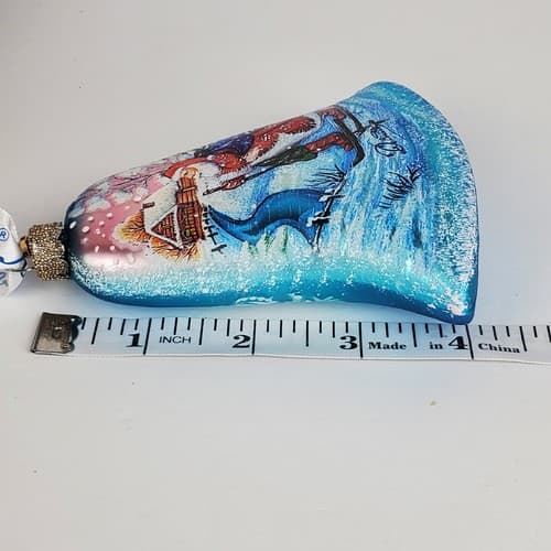 G.Debrekht Signed Holiday Splendor Santa On Skis Bell Christmas Ornament 73342 - Thumbnail 6
