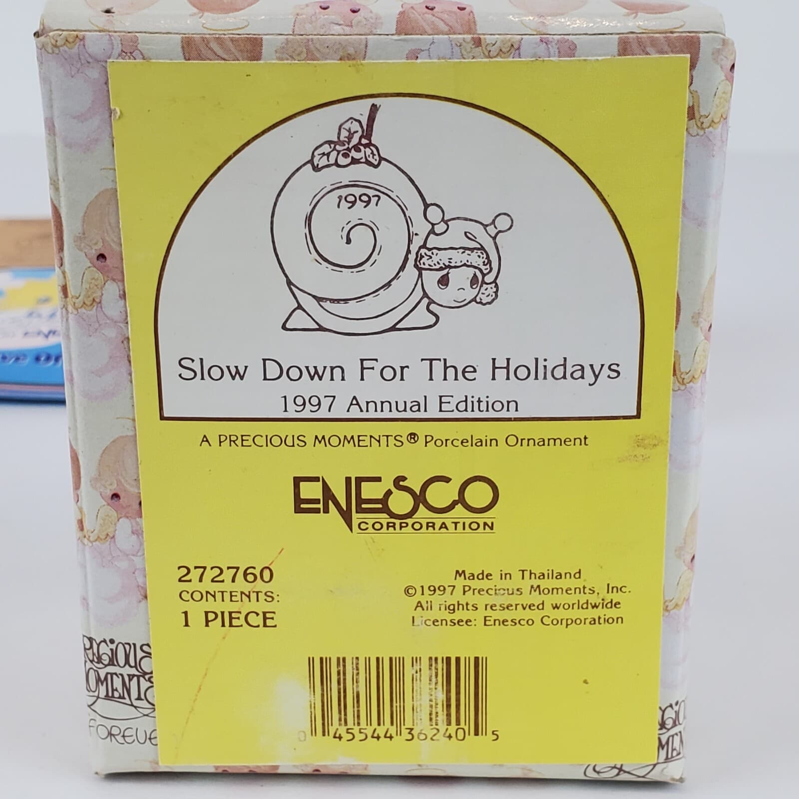Vintage Precious Moments Ornament Slow Down For The Holidays 1997 Snail w/ Hat - Thumbnail 5