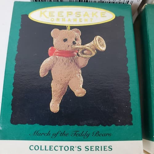 Vtg Lot 4 Hallmark Christmas Ornaments March Teddy Bears & Teddy Style Miniature - Thumbnail 6