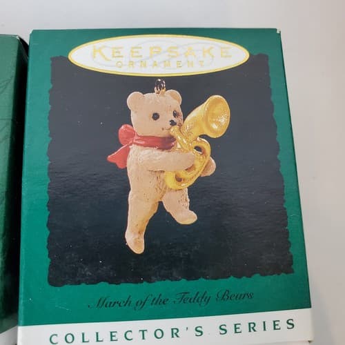 Vtg Lot 4 Hallmark Christmas Ornaments March Teddy Bears & Teddy Style Miniature - Thumbnail 8