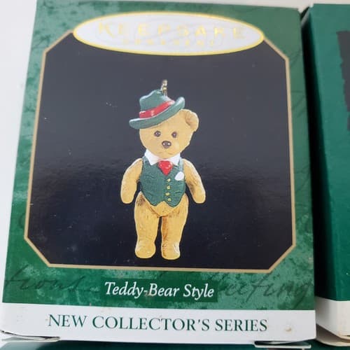 Vtg Lot 4 Hallmark Christmas Ornaments March Teddy Bears & Teddy Style Miniature - Thumbnail 9