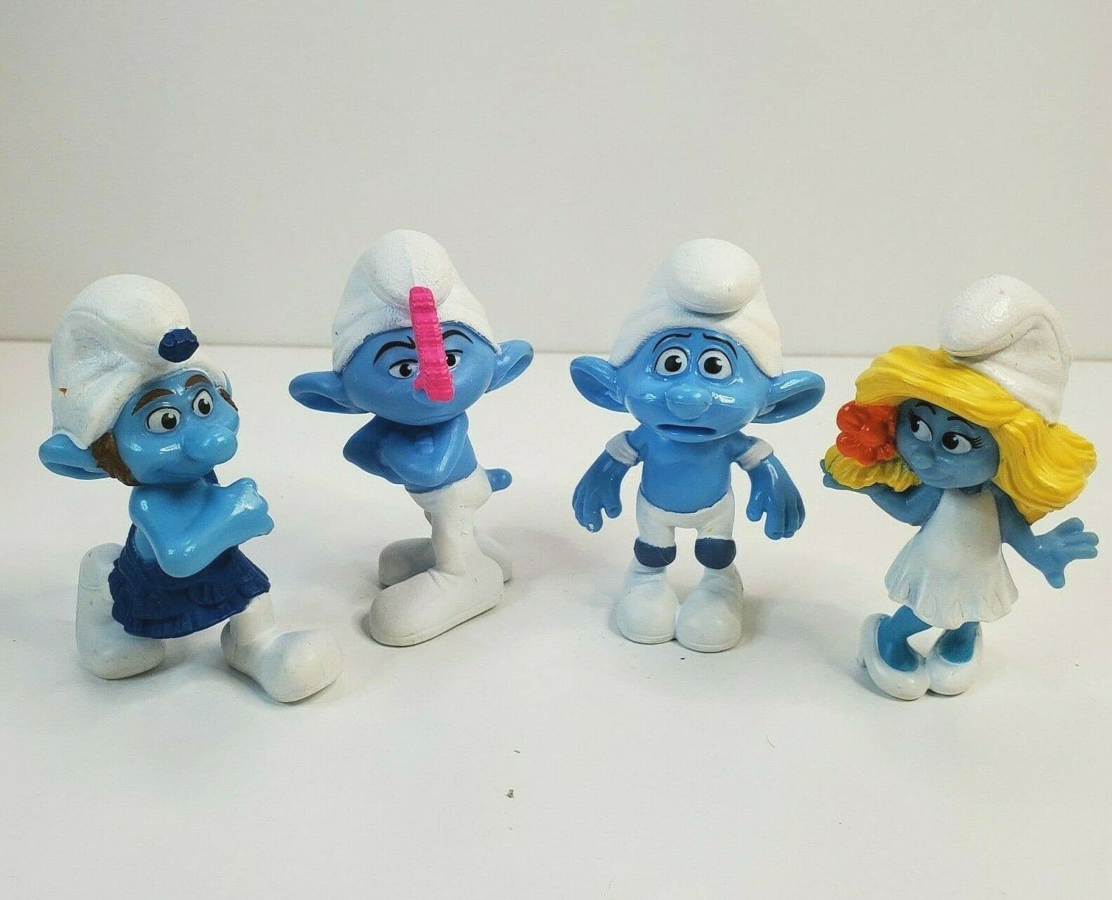Lot of 4 Various Smurf Figurines McDonalds Happy Meal Toys 2011 PVC Peyo 3" Tall