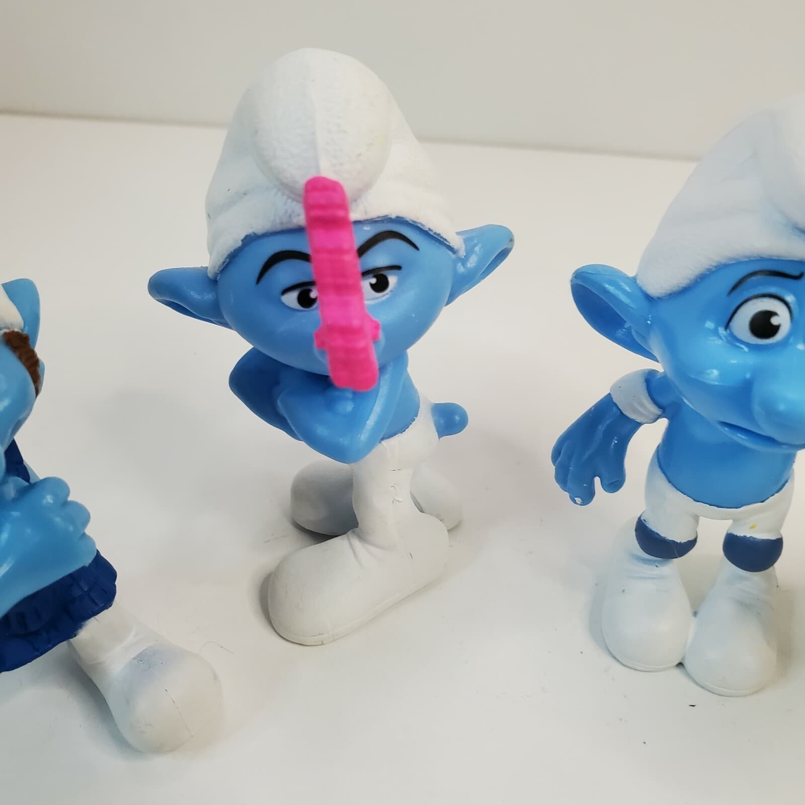 Lot of 4 Various Smurf Figurines McDonalds Happy Meal Toys 2011 PVC Peyo 3" Tall - Thumbnail 3