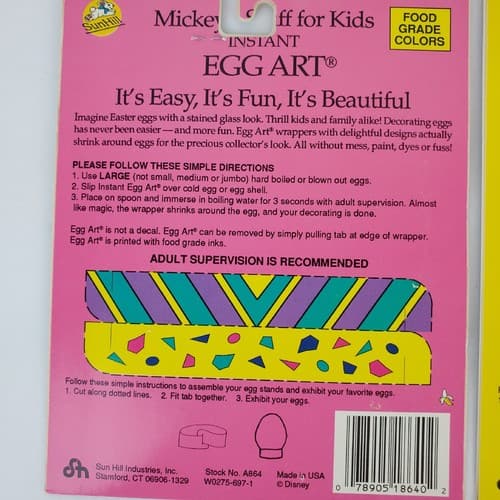 90s Disney Mickey's Stuff For Kids Instant Egg Art SunHill Made in USA Easter - Thumbnail 9