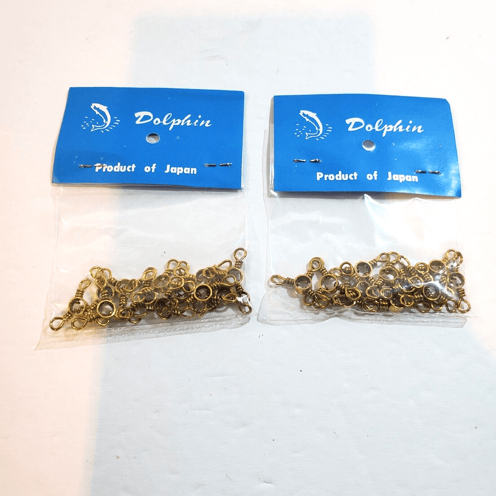 Lot of 2 Vintage Japan Dolphin Size 4 Brass 3-Way Swivels 12 Pack New - Thumbnail 3