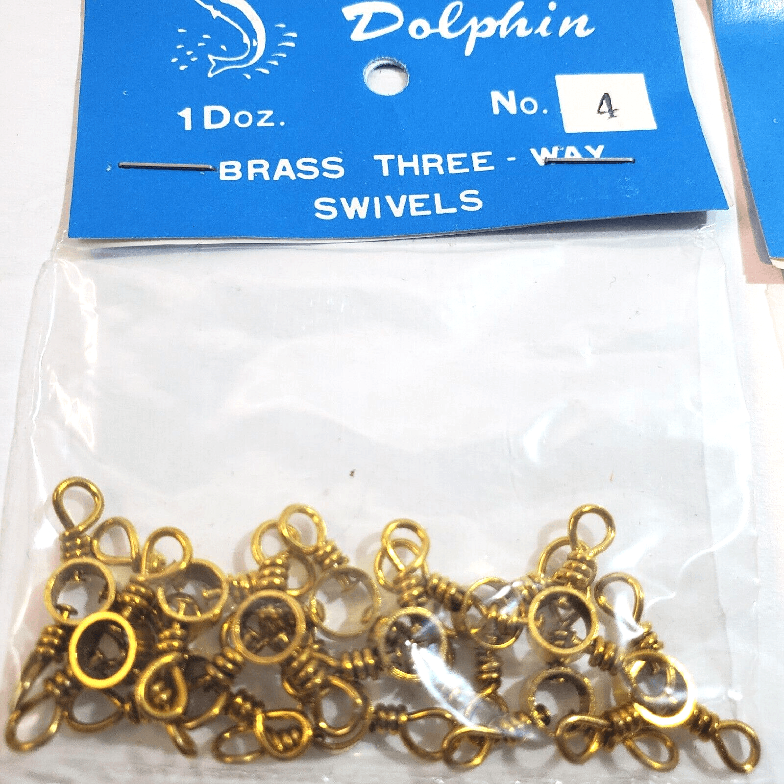 Lot of 2 Vintage Japan Dolphin Size 4 Brass 3-Way Swivels 12 Pack New - Thumbnail 2