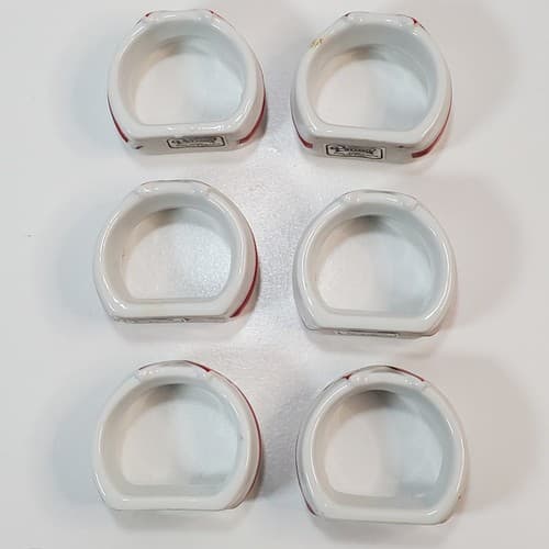 Vtg 1986 Mt Clemens Pottery 6 Ribbon & Holly Porcelain Napkin Ring Holders Japan - Thumbnail 2
