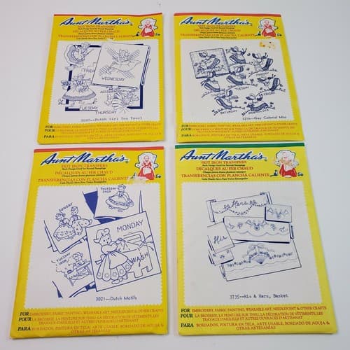 LOT of 4 Aunt Martha's Hot Iron Transfers 3735, 3021, 3216 & 3597 Open Unused