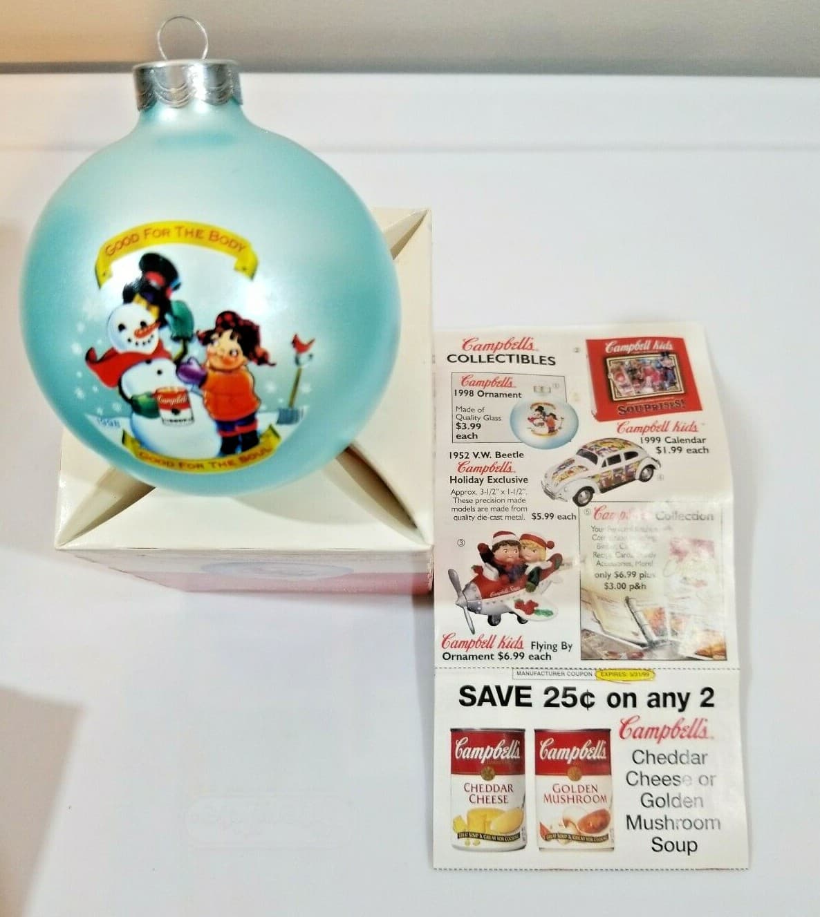 Campbell Soup 1998 Collectors Edition Snowman Ornament with Original Box