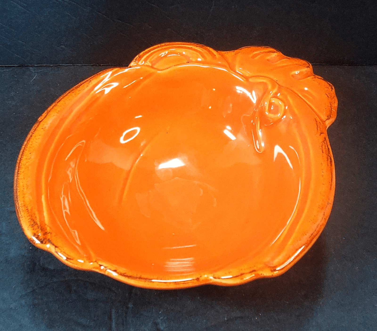 Maioliche Miessica Made In Italy Pumpkin Orange Ceramic Decorative Bowl Fall 7"