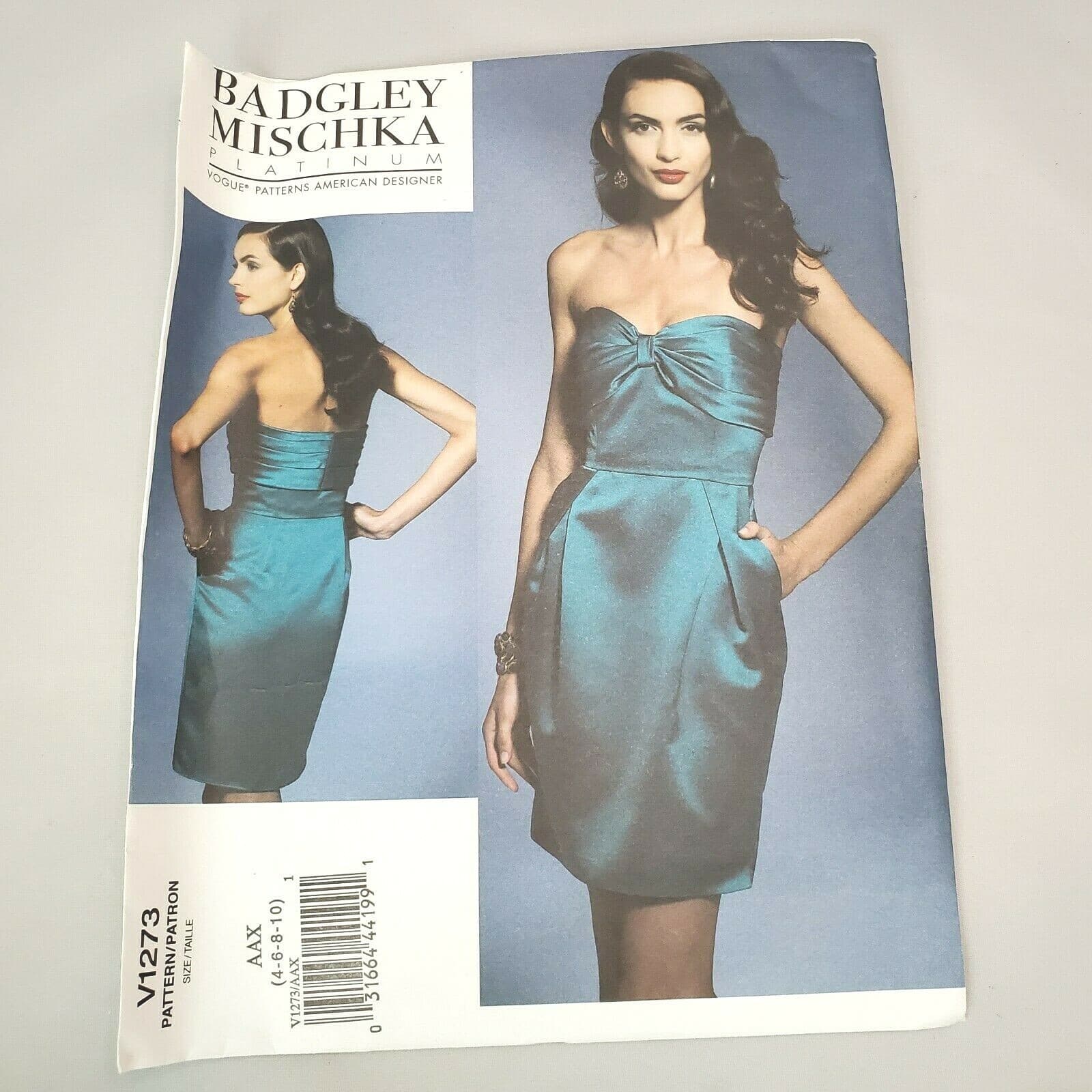 Vogue Sewing Pattern V1273 Badgley Mischka Platinum Misses Dress Uncut AAX 4-10