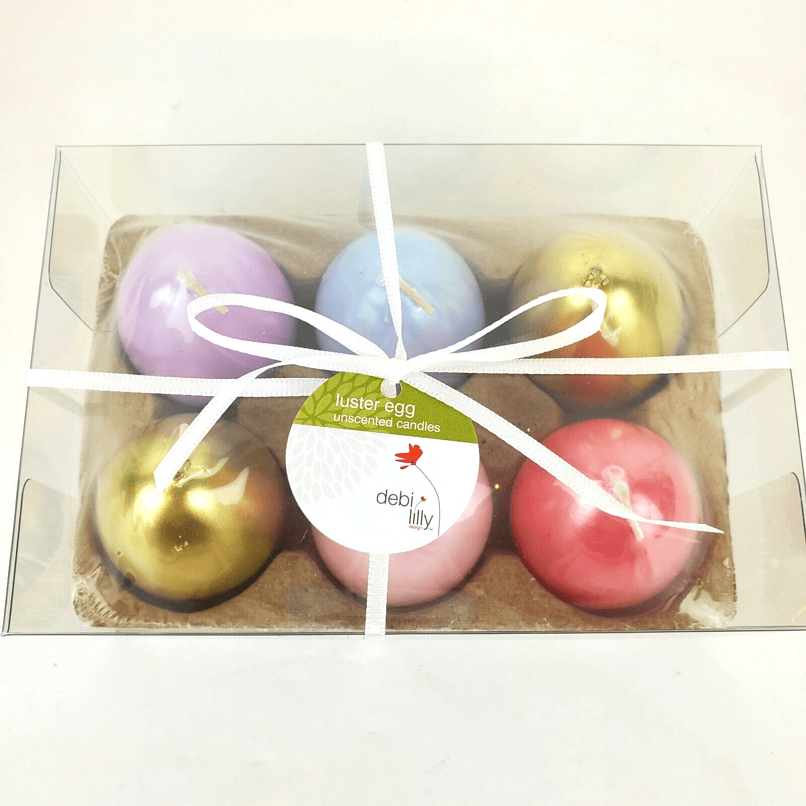 6 pk Debi Lilly Luster Easter Egg Candle Boxed Set Unscented Pastel & Gold Color