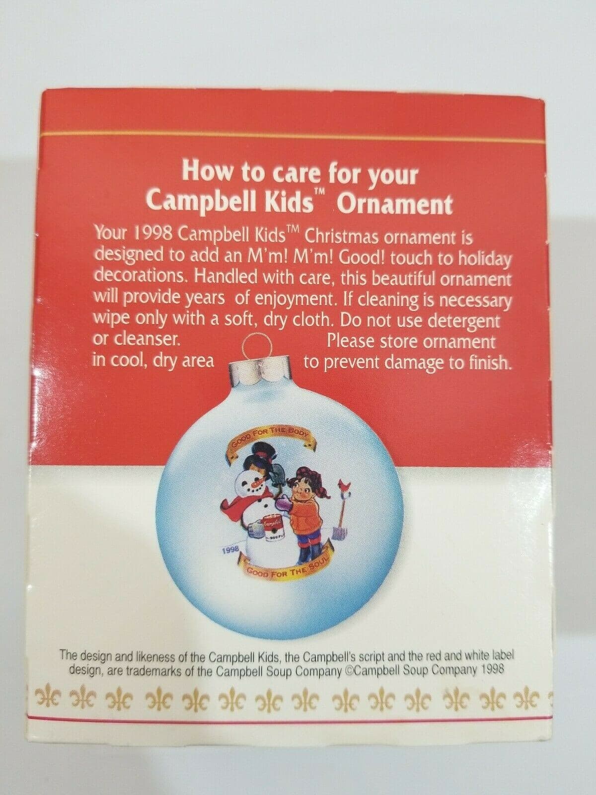 Campbell Soup 1998 Collectors Edition Snowman Ornament with Original Box - Thumbnail 4