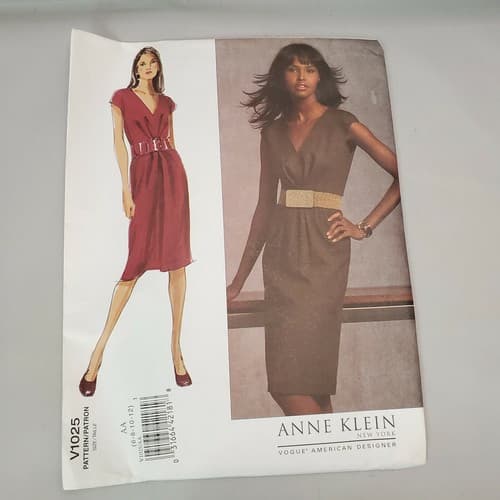 Vogue Sewing Pattern V1025 Anne Klein New York Misses Dress Uncut AA 6-12