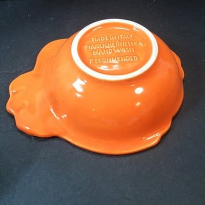Maioliche Miessica Made In Italy Pumpkin Orange Ceramic Decorative Bowl Fall 7" - Thumbnail 6