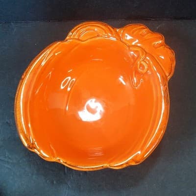 Maioliche Miessica Made In Italy Pumpkin Orange Ceramic Decorative Bowl Fall 7" - Thumbnail 3