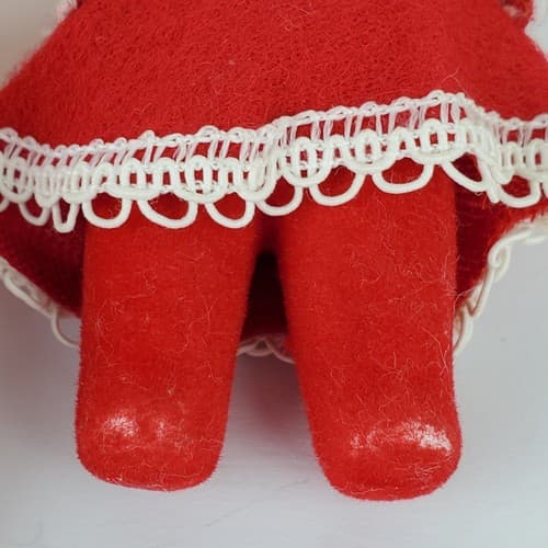 Vintage Mr. & Mrs. Santa Claus Spun Cotton Head Felt Lace Christmas Ornaments - Thumbnail 4