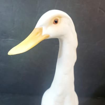 Vintage White Ceramic Long Neck Duck Duckling Goose Bird Figurine 8" Tall - Thumbnail 2