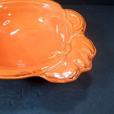 Maioliche Miessica Made In Italy Pumpkin Orange Ceramic Decorative Bowl Fall 7" - Thumbnail 5