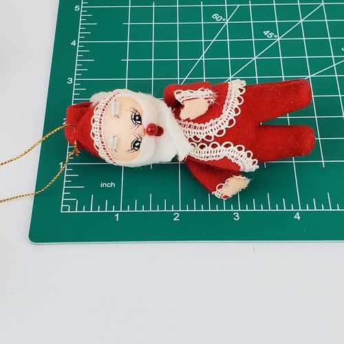 Vintage Mr. & Mrs. Santa Claus Spun Cotton Head Felt Lace Christmas Ornaments - Thumbnail 9
