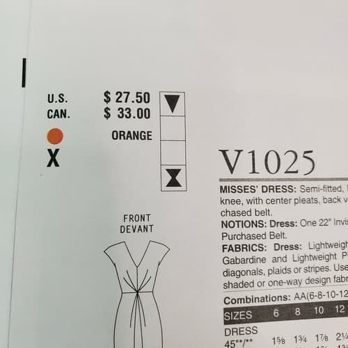 Vogue Sewing Pattern V1025 Anne Klein New York Misses Dress Uncut AA 6-12 - Thumbnail 6