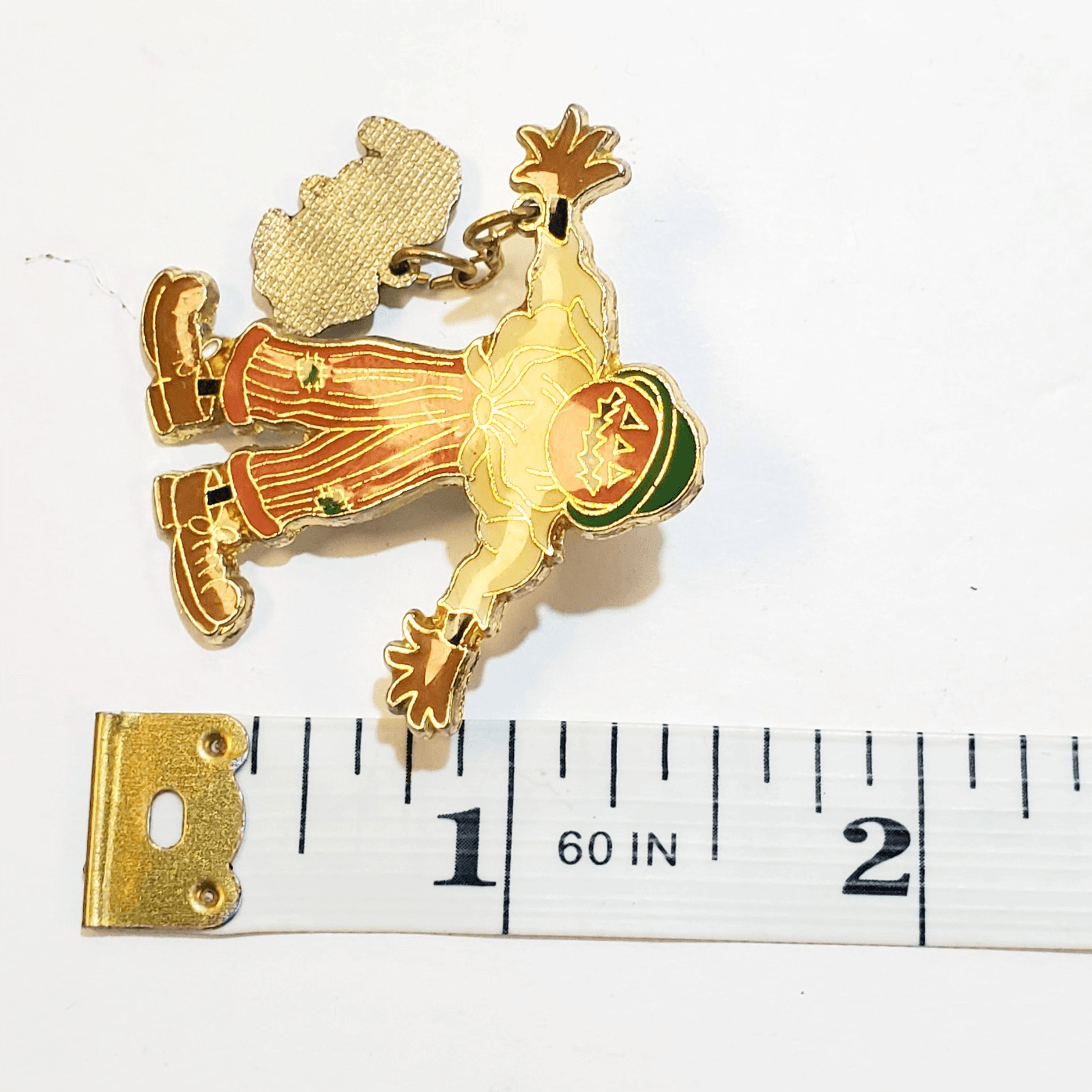 Vtg Gold Tone Metal Multi-Color Enamel Scarecrow Dangle Spider Tack Lapel Pin - Thumbnail 3