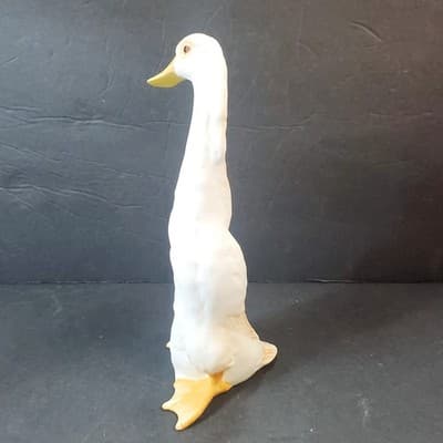 Vintage White Ceramic Long Neck Duck Duckling Goose Bird Figurine 8" Tall - Thumbnail 5