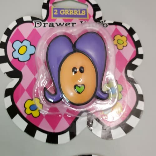 2 GRRRLS Dresser Drawer Knobs (4) Hand Painted Girl Face Teen Decor Fashion New - Thumbnail 4