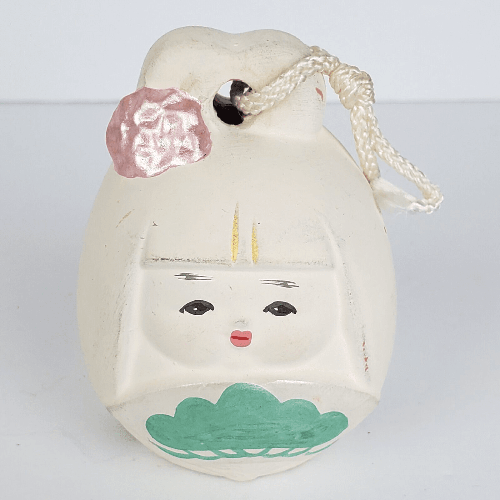 Vintage Japanese Hand Painted Bisque Clay Pottery Bell Geisha Girl Dorei Decor