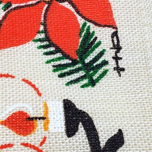 Vintage Woven Textile Poinsettia Candles Dresser Scarf Table Runner 9" x 22" - Thumbnail 2