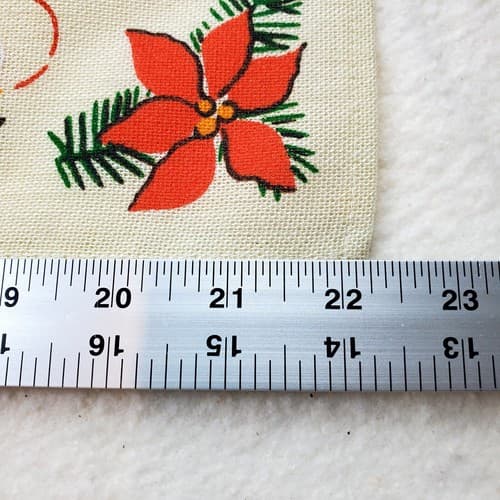 Vintage Woven Textile Poinsettia Candles Dresser Scarf Table Runner 9" x 22" - Thumbnail 5