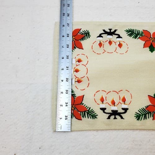 Vintage Woven Textile Poinsettia Candles Dresser Scarf Table Runner 9" x 22" - Thumbnail 6