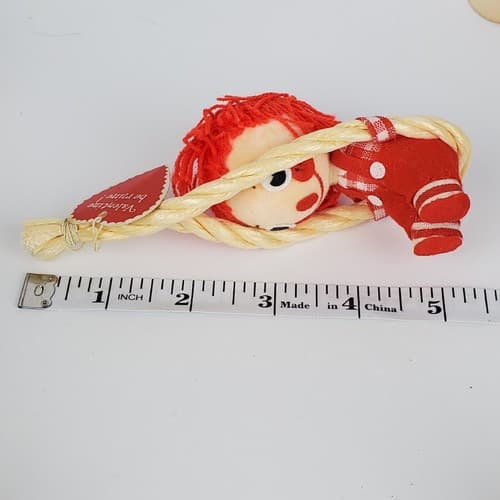 Vintage Boy and Girl Rag Doll on Rope Swings Valentines Ornaments Decor 5" - Thumbnail 6
