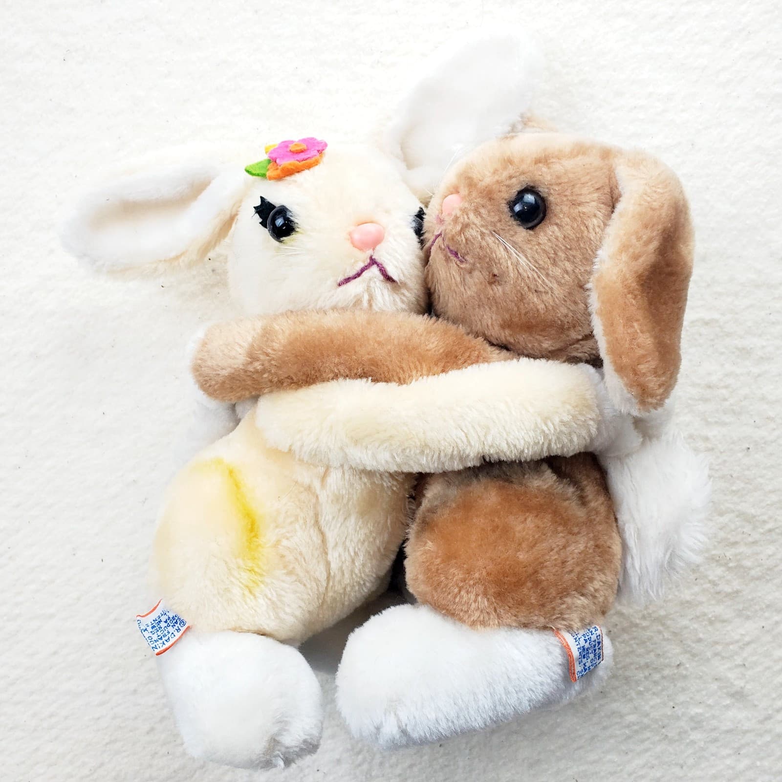 Vintage 1977 Dakin Hugging Easter Bunny Rabbit Bunnies Stuffed Animals Plush