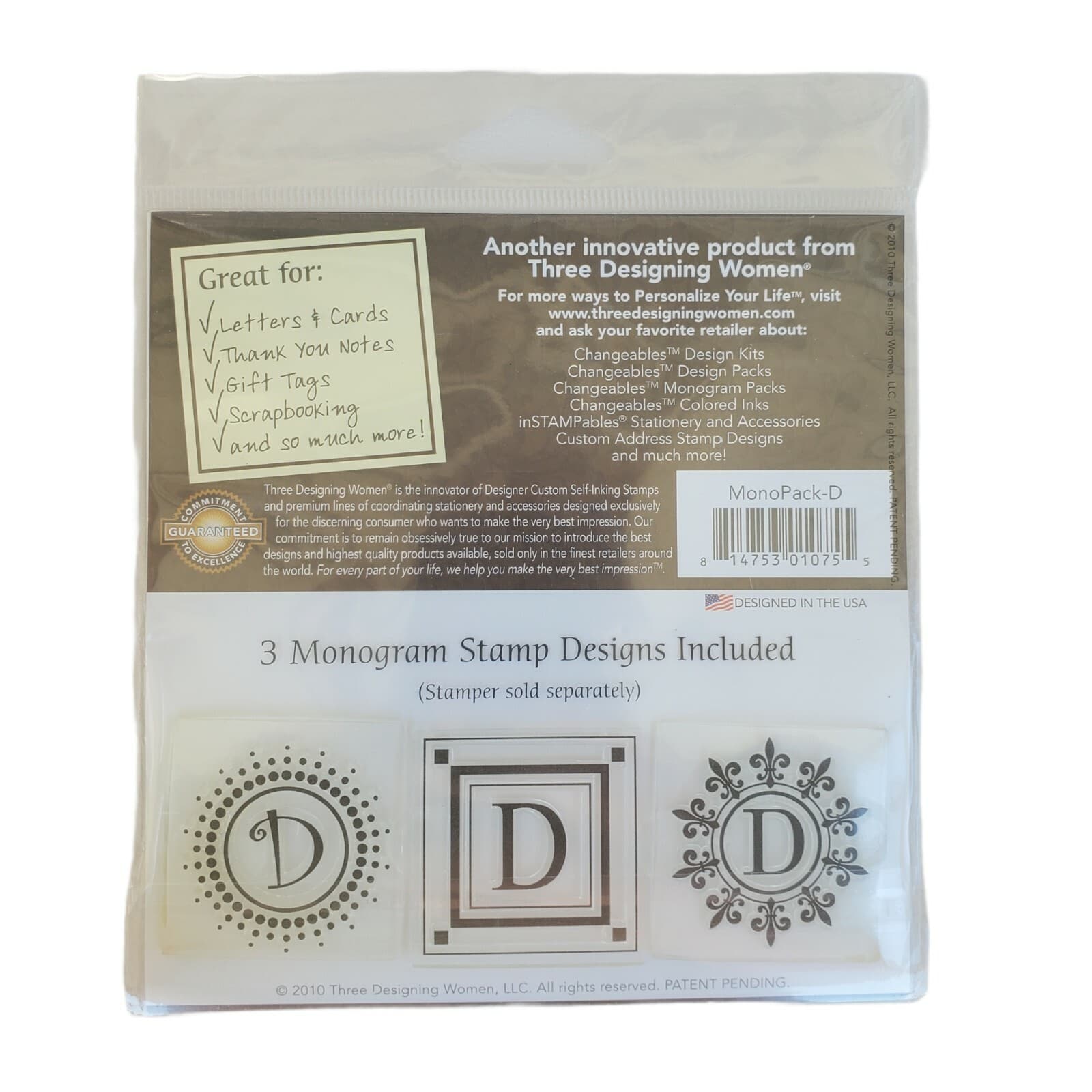 Changeables Monogram Stamp Designs Set of 3 - Letter D Crafting Scrapbooking - Thumbnail 2