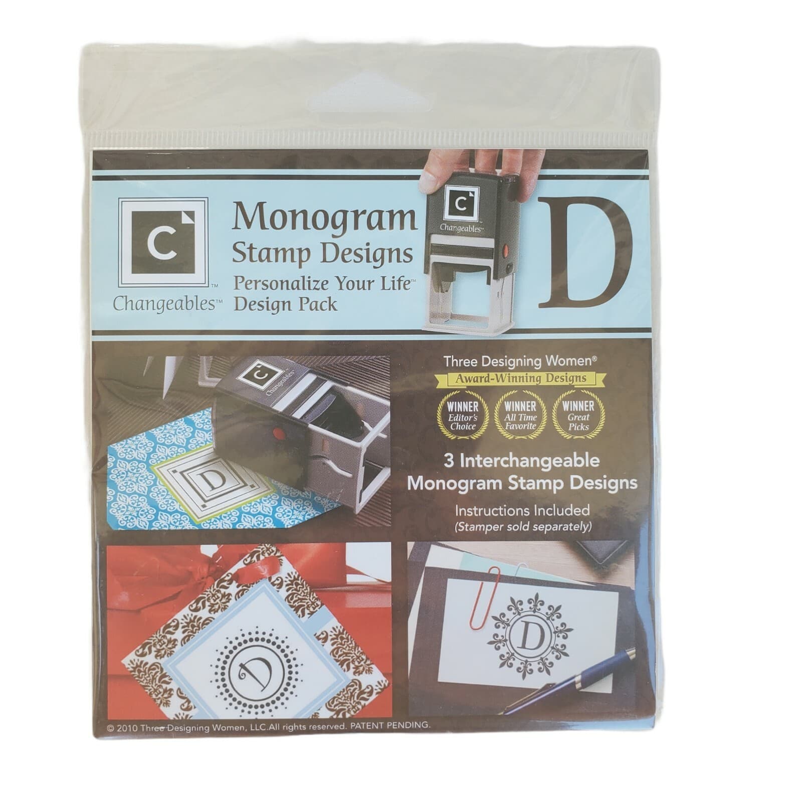 Changeables Monogram Stamp Designs Set of 3 - Letter D Crafting Scrapbooking
