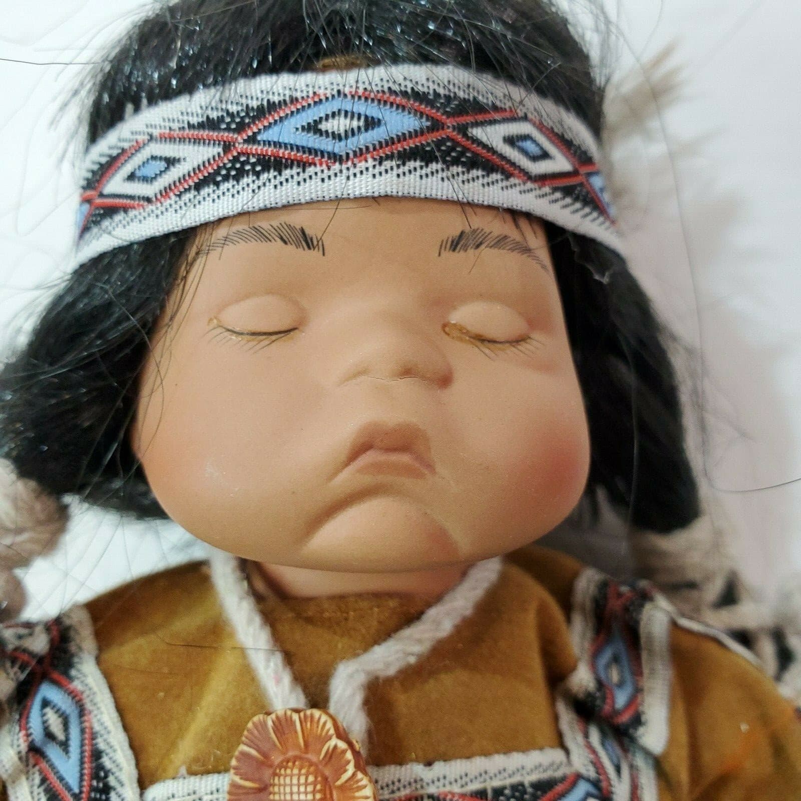 Goldenvale 1/2000 Native American Sleeping Baby Doll 9 1/2 Inches Tall - Thumbnail 2